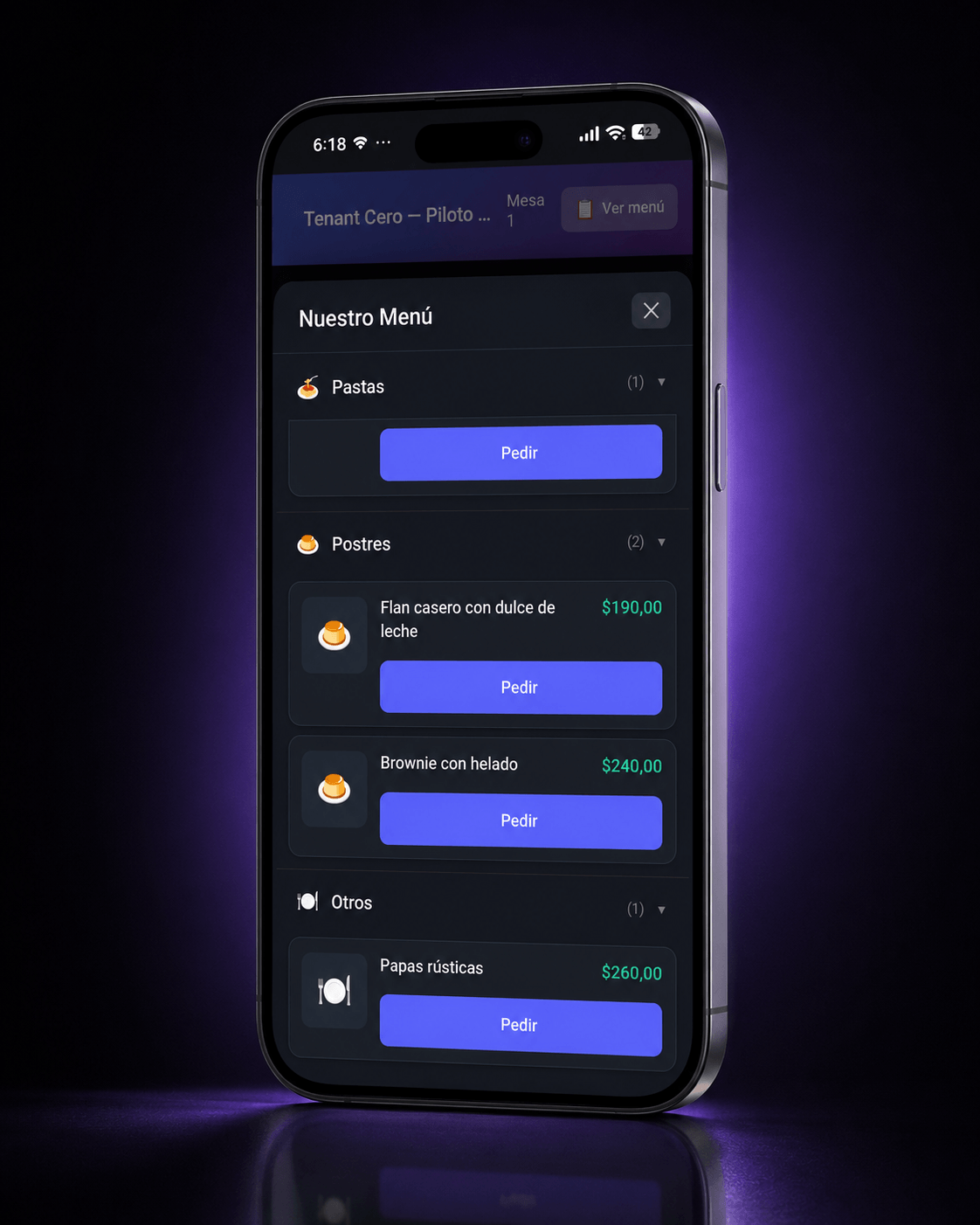 Menú digital del comensal en OidoApp
